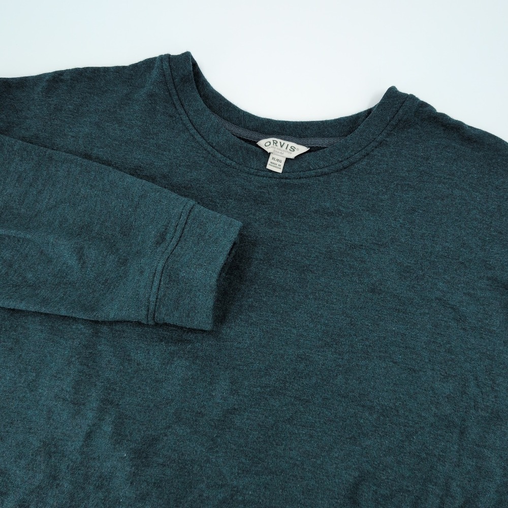 Orvis Men's Crewneck Sweatshirt XL Heather Blue Modal Blend Pullover Soft Comfy